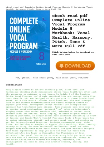 ebook read pdf complete online vocal program module 8 workbook vocal health  harmony  pitch  tone &