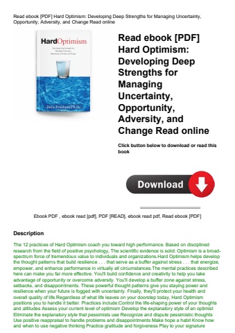 read ebook [pdf] hard optimism developing deep strengths for managing uncertainty  opportunity  adve