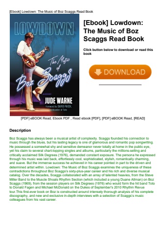 [ebook] lowdown the music of boz scaggs read book