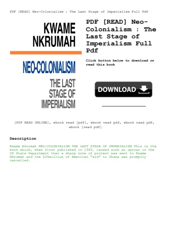 pdf [read] neo-colonialism  the last stage of imperialism full pdf