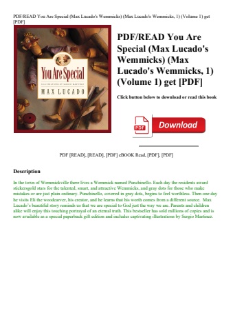 pdfread you are special (max lucado's wemmicks) (max lucado's wemmicks  1) (volume 1) get [pdf]