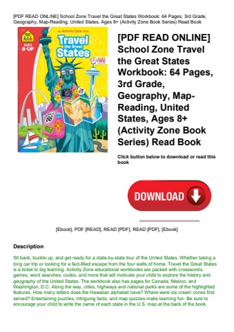 [pdf read online] school zone travel the great states workbook 64 pages  3rd grade  geography  map-r