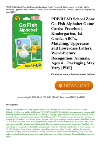 pdfread school zone go fish alphabet game cards preschool  kindergarten  1st grade  abc's  matching
