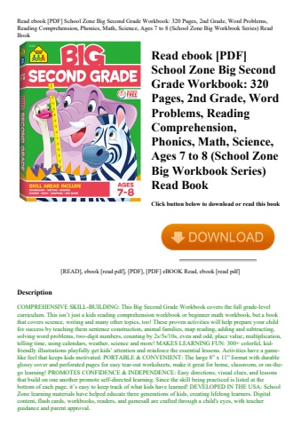 read ebook [pdf] school zone big second grade workbook 320 pages  2nd grade  word problems  reading