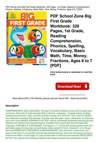 pdf school zone big first grade workbook 320 pages  1st grade  reading comprehension  phonics  spell