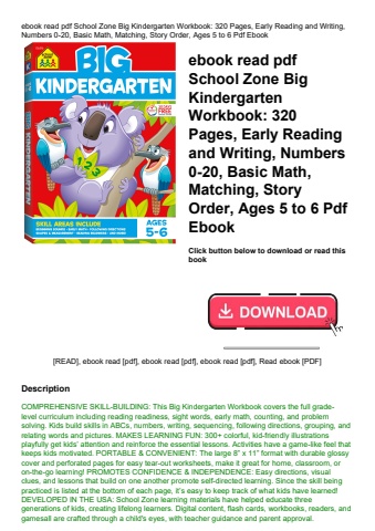 ebook read pdf school zone big kindergarten workbook 320 pages  early reading and writing  numbers 0