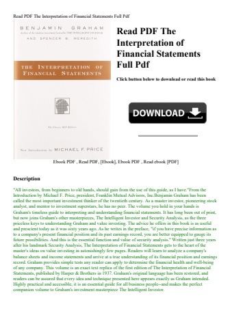 read pdf the interpretation of financial statements full pdf