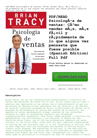 pdfread psicologãƒâ­a de ventas cãƒâ³mo vender mãƒâ¡s  mãƒâ¡s fãƒâ¡cil y rãƒâ¡pidamente de lo que al